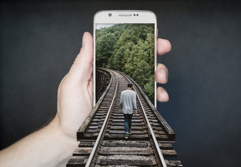 Tourist with mobile phone